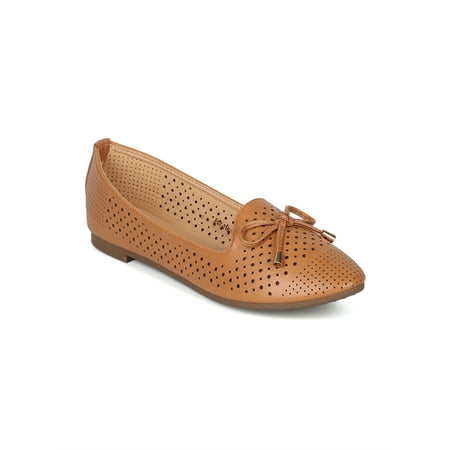 

New Women Pointy Toe Perforated Bow Tie Slip On Loafer Flat - 18051 by SBUP Line
