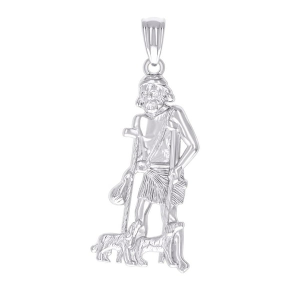 925 Sterling Silver Mens St. Lazarus Religious Charm Pendant 42.5x16.9mm Wide Necklace for Men