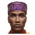 thumbnail image 2 of African Purple Kufi Hat with Gold Embroidery, 2 of 2