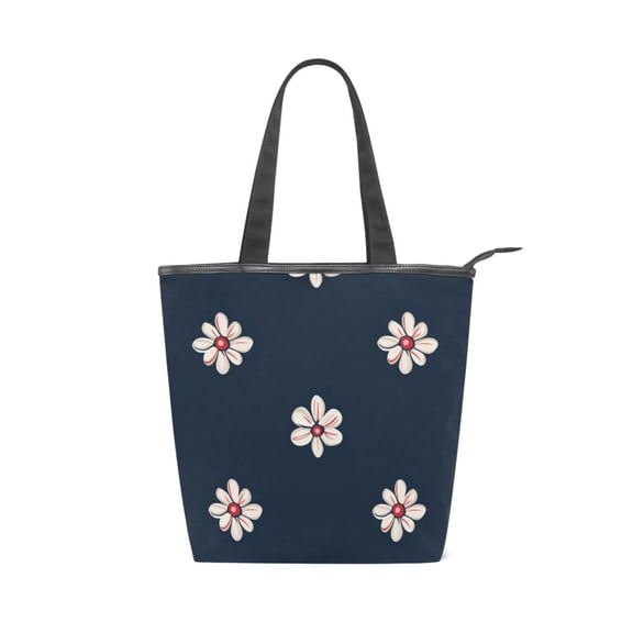 Zipper canvas bag, large capacity large size practical handbag, durable Canvas with leather material, DIY personalized pattern customization. Floral