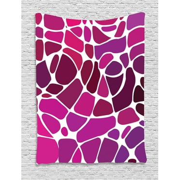 Purple and Pink Tapestry, Abstract Mosaic with Stained Glass Pattern Contemporary Digital Design, Wall Hanging for Bedroom Living Room Dorm Decor, 40W X 60L Inches, Multicolor, by Ambesonne