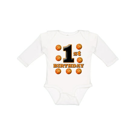 

Inktastic 1st Birthday Basketball Gift Baby Boy or Baby Girl Long Sleeve Bodysuit
