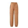 thumbnail image 5 of NOEGOEU Girls Cargo Pants Kids Convertible Waterproof Zip-Off Hiking Pants with Drawstring & Pockets (Brown,11-12 Years), 5 of 5