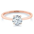 thumbnail image 2 of Gem Stone King 10K Rose Gold White Zirconia Solitaire Engagement Ring for Women (1.50 Cttw, Round 6MM, Gemstone Birthstone, Size 5.5), 2 of 5