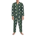 thumbnail image 3 of Hirioo Green Frogs for Men's Pajama Sets 2 Piece Pjs Men's Long-Sleeved Pajama Set Button Down Sleepwear,S-XXL-Large, 3 of 7