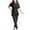 A-Black, variant on Jinhomg Womens Business Casual Outfits Fashion Roll Sleeve Asymmetrical Blouses and Straight Leg Pants 2 Piece Office Work Suits with Belt Black S