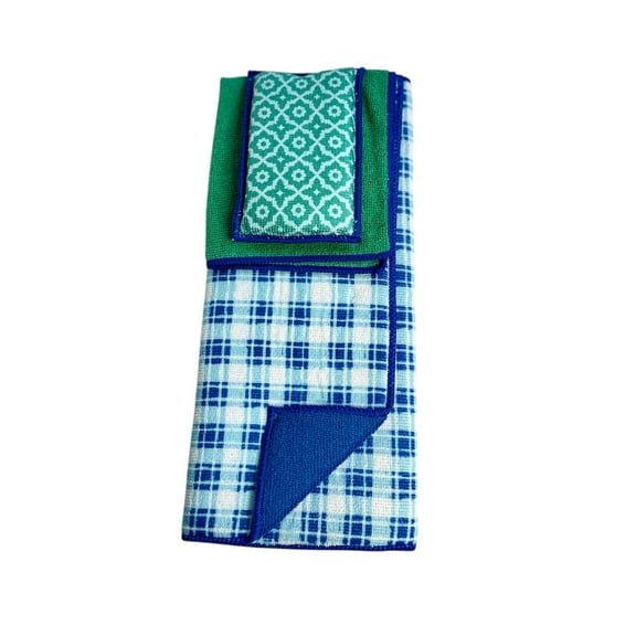 Bright Box Blue Microfiber Kitchen Set, 3pc – Dish Mat, Sponge & Towel