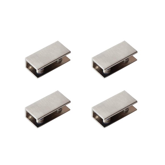 Soportes para estantes de vidrio Clips para estantes rectangulares Abrazaderas de metal Níquel cepillado Montado en la pared Ajustable 6-10 mm para madera acrílica (Juego de 4)