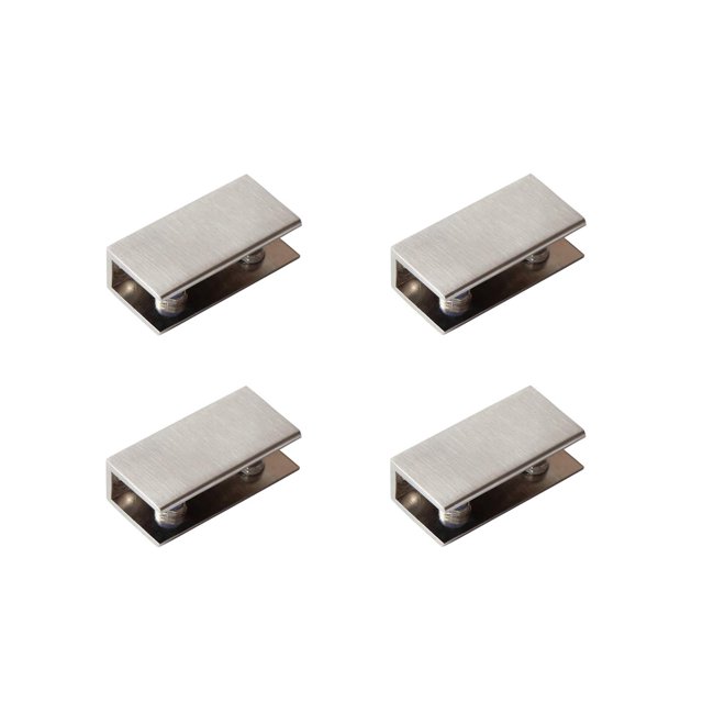 Soportes para estantes de vidrio Clips para estantes rectangulares Abrazaderas de metal Níquel cepillado Montado en la pared Ajustable 6-10 mm para madera acrílica (Juego de 4)