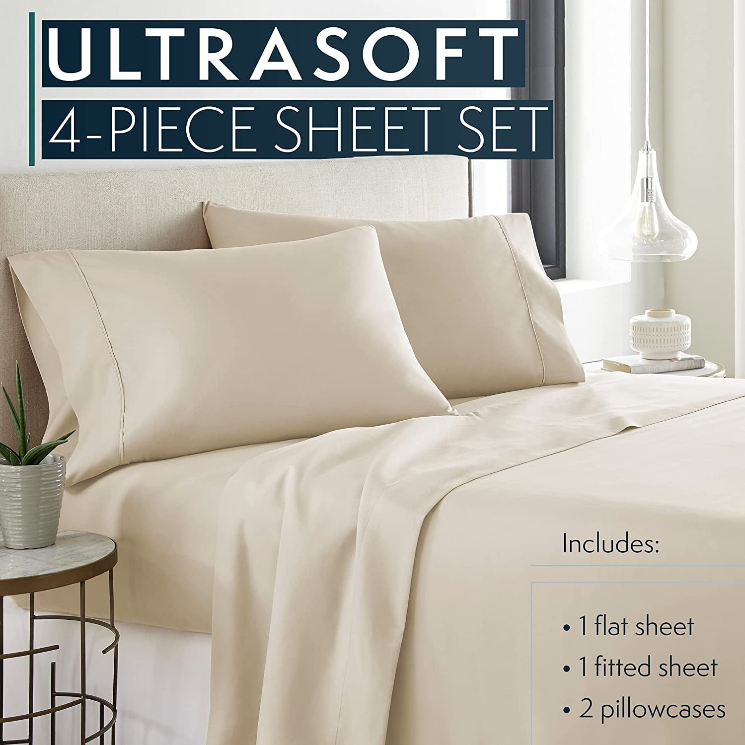 4 Piece Luxury Hotel Series Bed Sheet Set, Ultra Soft, Cool to the tou