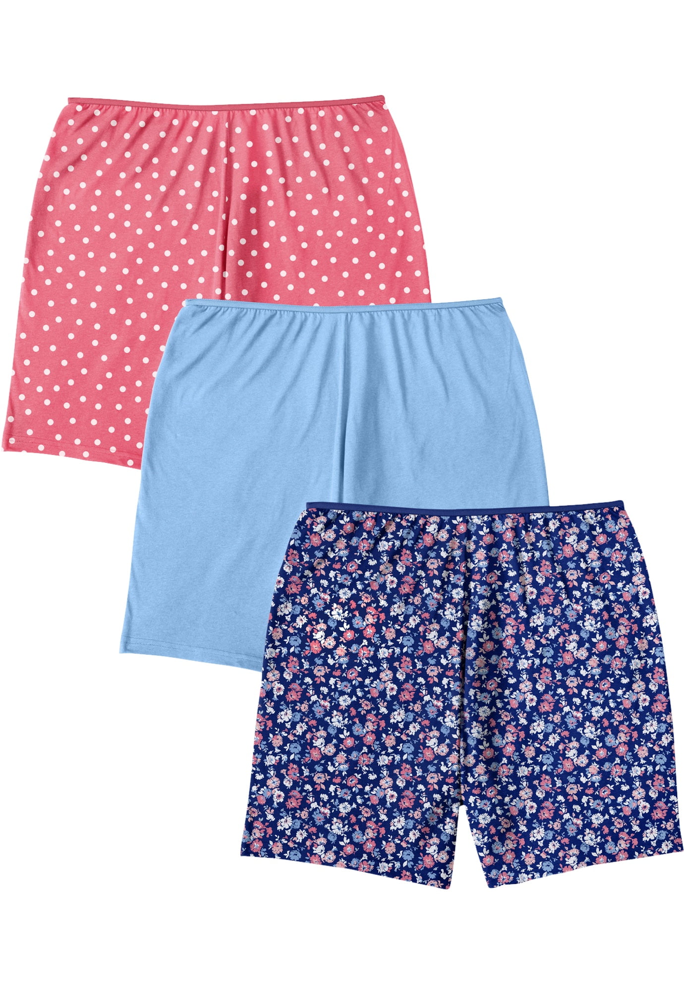 Comfort Choice Women's Plus Size 3Pack Stretch Cotton Boxer Underwear