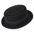 thumbnail image 2 of Different Touch 100% Wool Lined Band Black Pork Pie Flat Top Hat Unisex Adult, 2 of 3