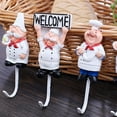 thumbnail image 5 of Cheers.US 4Pcs/Set Statue Sculpture Gift Resin Craft Chef Figurine Wall Hook Cartoon Stainless Steel Hooks Creative Chef Character Model Home Garden Ornaments Decor, 5 of 7