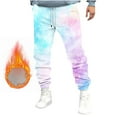 thumbnail image 2 of Lorytime Men Joggers Pants Fleece Tapered Elastic Waist Sweatpants Full Length Pants with Pockets Color Block Outwear, 2 of 5
