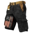 thumbnail image 2 of Men's Vintage Distressed Cargo Shorts with Ripped American Flag Print and Multi-Pockets Featuring Relaxed Fit Design for Summer Beach Fishing Hiking Camping Trips Daily Casual Wear Black XXL, 2 of 5