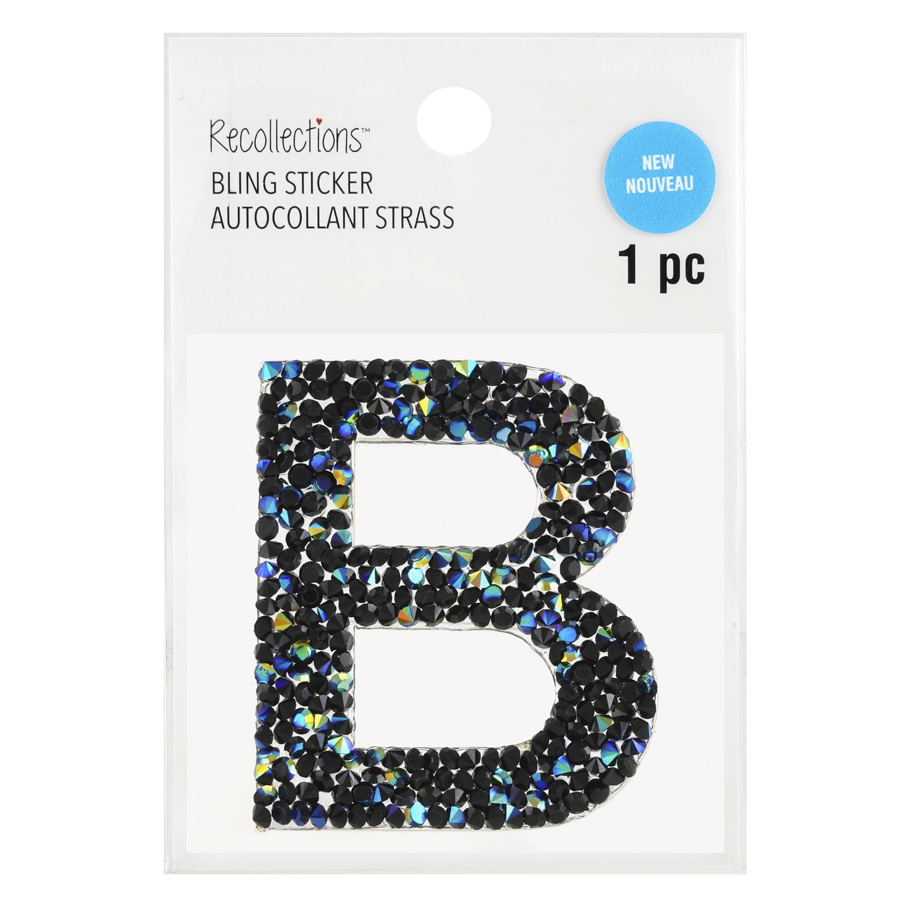 Recollections Black AB Letter Bling Sticker, 12 Pack