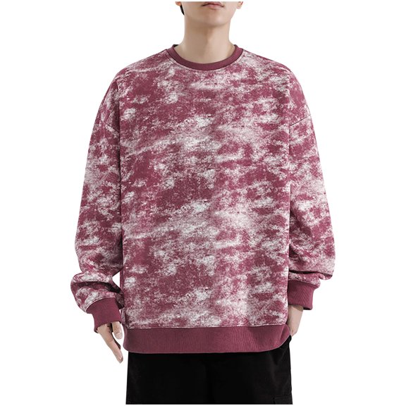 GigrtiJin Mens Lightweight Pullover Sweatshirt Tie Dye Printed Round Neck Long Sleeve Tops Baggy Casual Blouse