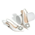 thumbnail image 4 of Women's Pointed Toe Slingback Kitten Heels With Rhinestone Buckle, 4 of 7
