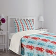thumbnail image 3 of Ambesonne Octopus Quilted Bedspread Set 2 Pcs, Love Themed Animals, Twin Size, Dark Coral Pale Blue, 3 of 5