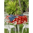 thumbnail image 4 of Round Outdoor Tablecloth With Umbrella Hole And Zipper– Red Christmas Decorations Waterproof Patio Table Cover for Party, Picnic, Backyard, 50" Dia. , Gingerbread Man Snowflake Candy Cane, 4 of 8