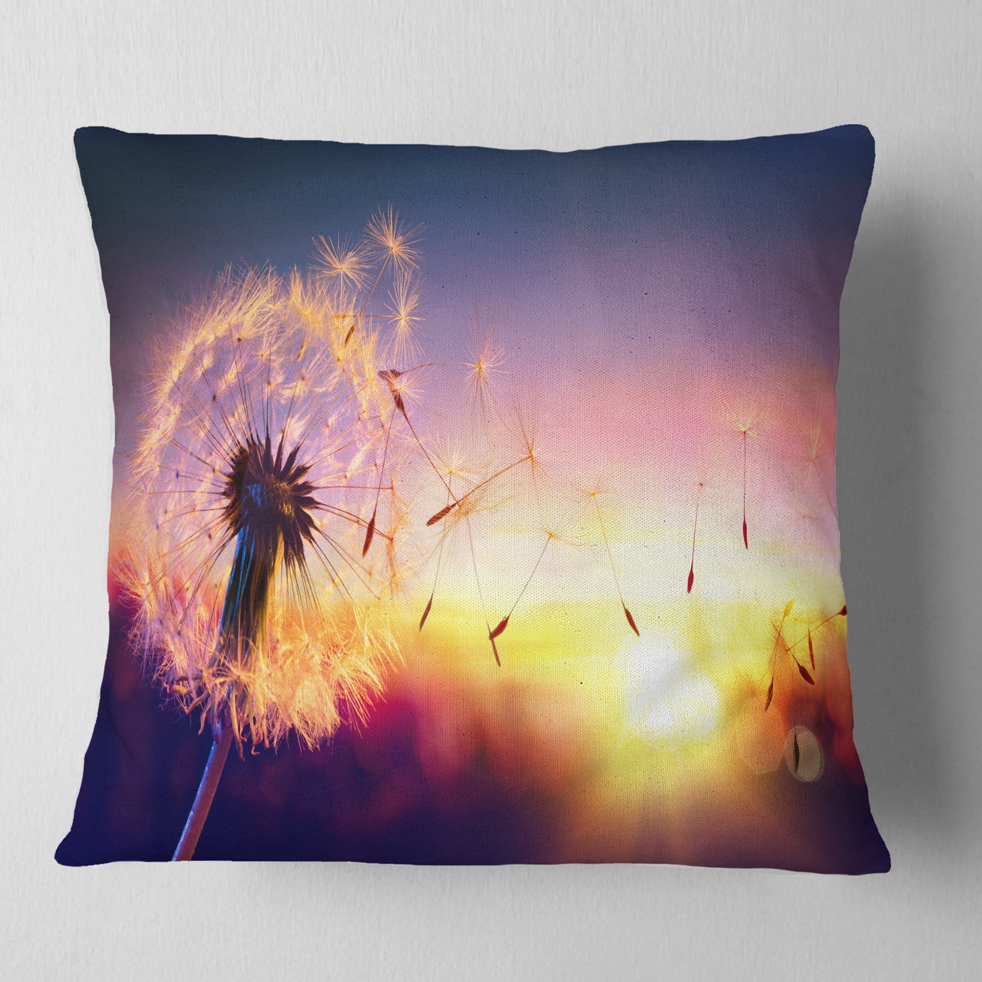 Designart Dandelion at Sunset Freedom to Wish - Abstract Throw Pillow - 16x16