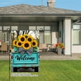 thumbnail image 3 of Remain Unique Welcome Sunflower Linen Garden Flag with Bow for Spring Summer Home Outdoor Garden Yard Door Decor 12x18 inch, 3 of 5