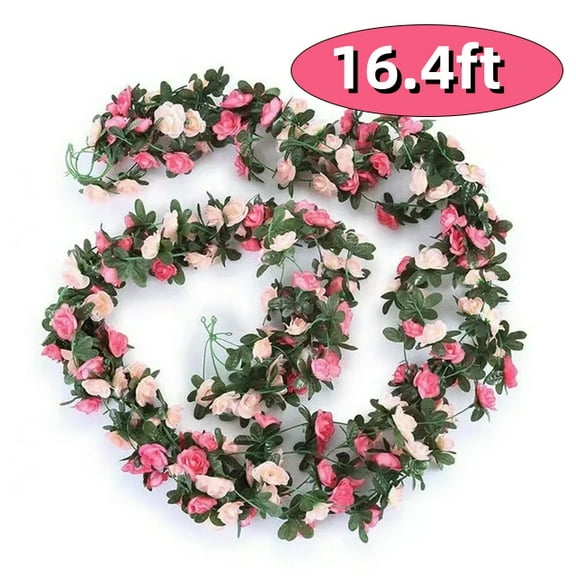 Fake Rose Vine Flowers Plants Artificial Flower Hanging Rose Ivy Home Decor 2 Pack