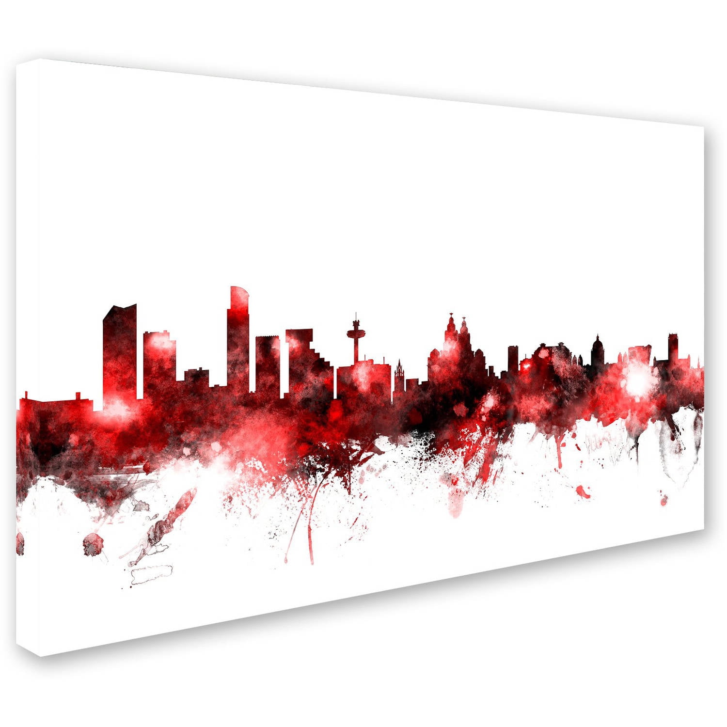 Trademark Fine Art Michael Tompsett 'Liverpool Skyline Red 2' 12" x 19" Canvas Stretched (190836092604)
