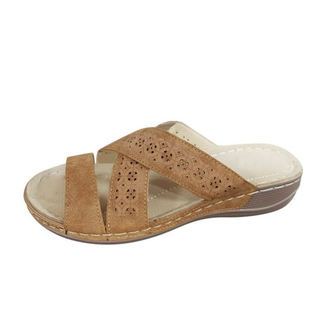 

gvdentm Womens Sandals Leisure Thick Breathable Wedges Casual Soled Shoes Summer Sandals Womens Womens Nude Sandals
