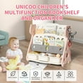 thumbnail image 2 of UNICOO® Kids Baby Dragon 2 Tier Bookshelf with 3 Toy Storage Bins, Children Bookshelf & Toy Organizer (Pink), 2 of 7