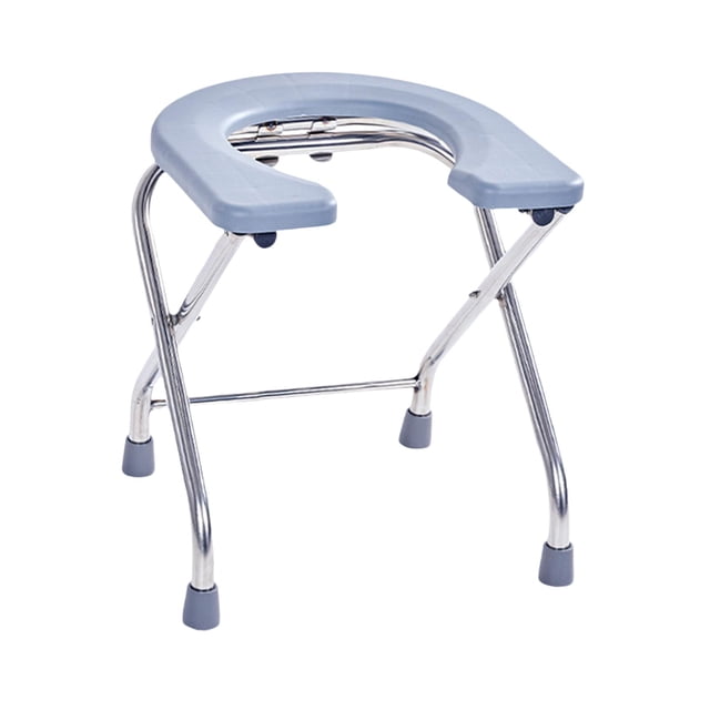 Toilet Commode Chair Bedside Commode for Car Rides Construction Sites Travel Gray