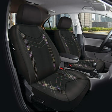 Auto Drive Universal Fit Rainbow Crystal Faux Leather Car Seat Cover, Set of 2, Fit for Cars, SUVs, MPVs