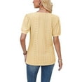 thumbnail image 2 of Frontwalk Women T-shirt Fashion Embroidery T Shirt Short Sleeve Summer Tops Ladies Bohemian Tunic Leisure Tee Yellow 2XL, 2 of 3