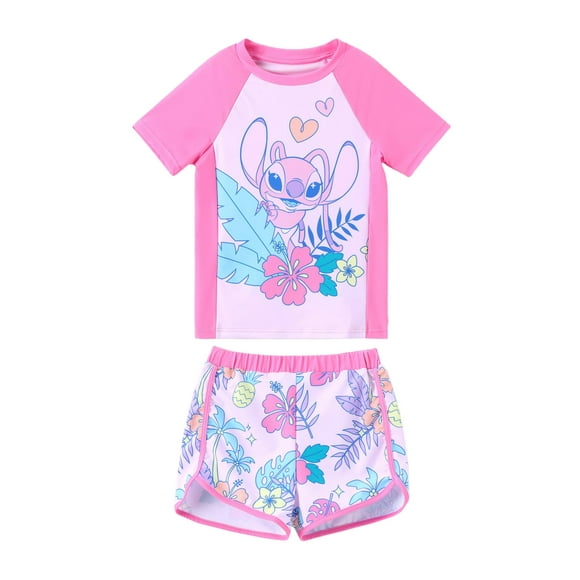 Trajes de baño Disney Stitch para niñas, UPF 50+, color rosa, 7-8 años