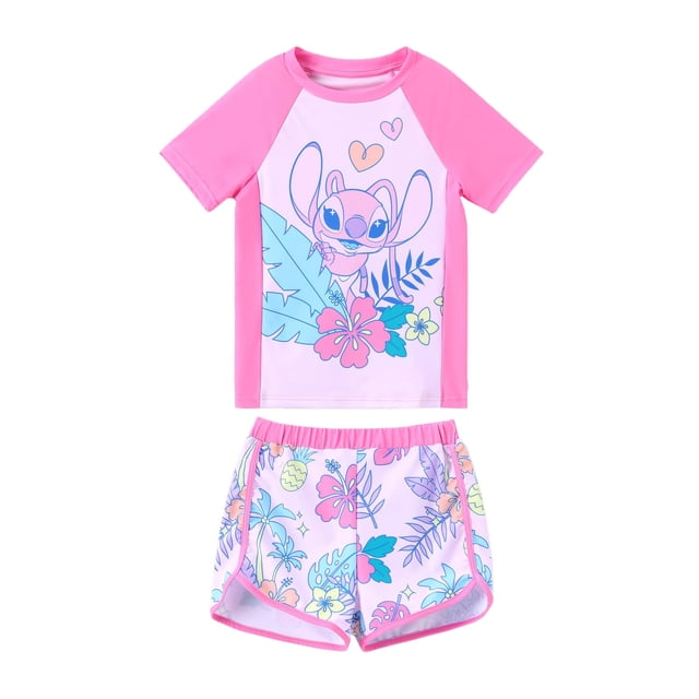 Trajes de baño Disney Stitch para niñas, UPF 50+, color rosa, 11-12 años