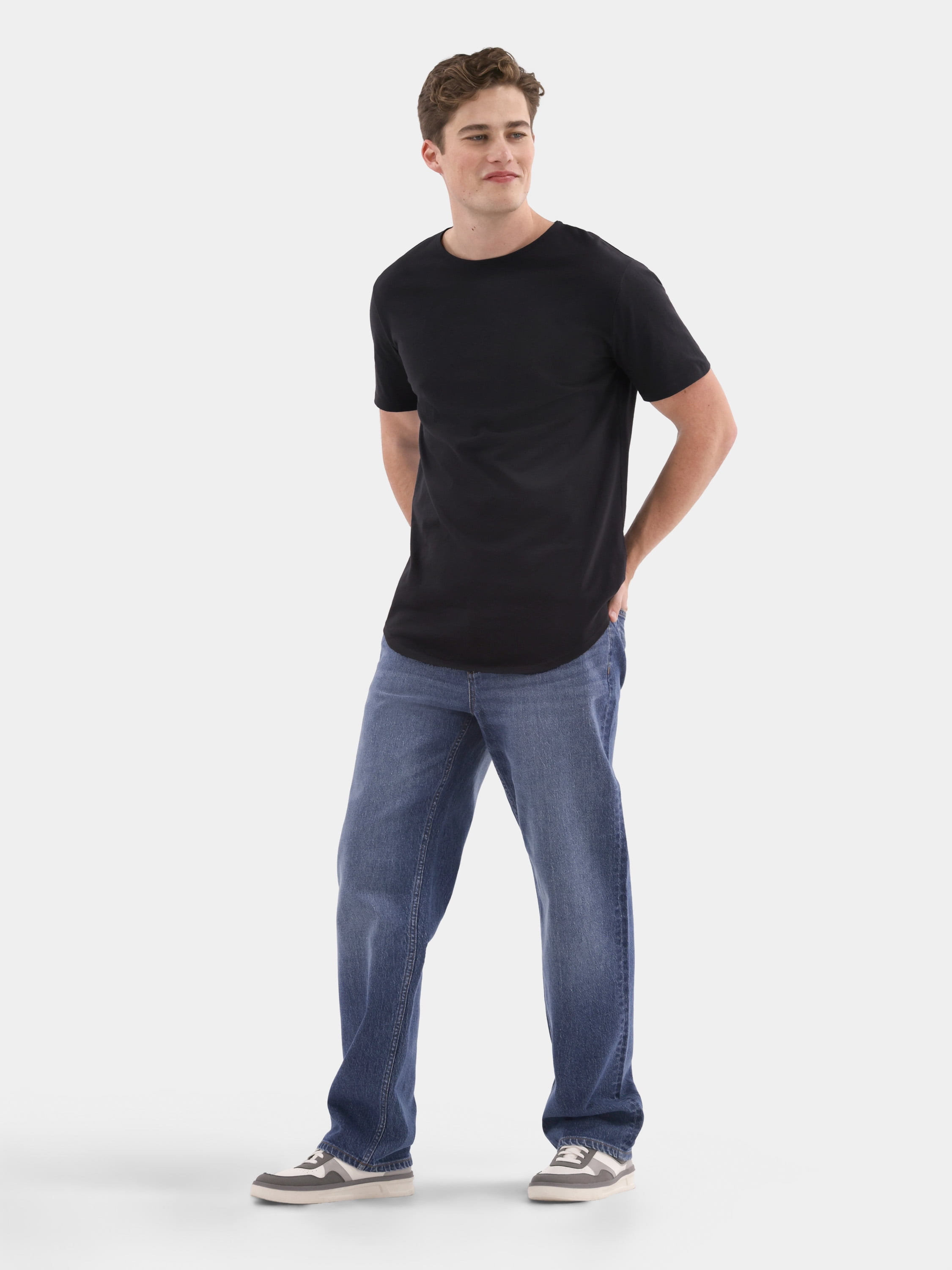 No Boundaries Men's & Big Men's Longline Curved Hem Elongated Tee Shirt, Sizes XS-5XL