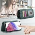 thumbnail image 6 of Compatible With Samsung Galaxy S24 FE Wallet Phone Case,With Ring Holder,Card Slots,Zipper Pocket,PU Leather Flip Folding Kickstand,Shockproof Rugged Anti-fall Retro Phone Case Cover,Green, 6 of 7