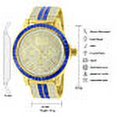 thumbnail image 5 of Real Diamond Dial Stainless Steel Baguette Bezel Sapphire Blue Gold Tone Mens Watch W/Date, 5 of 7