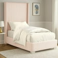thumbnail image 6 of Wolo Twin Size Bed-Pink Channel Tufted Fur Chenille Upholstery, 6 of 7