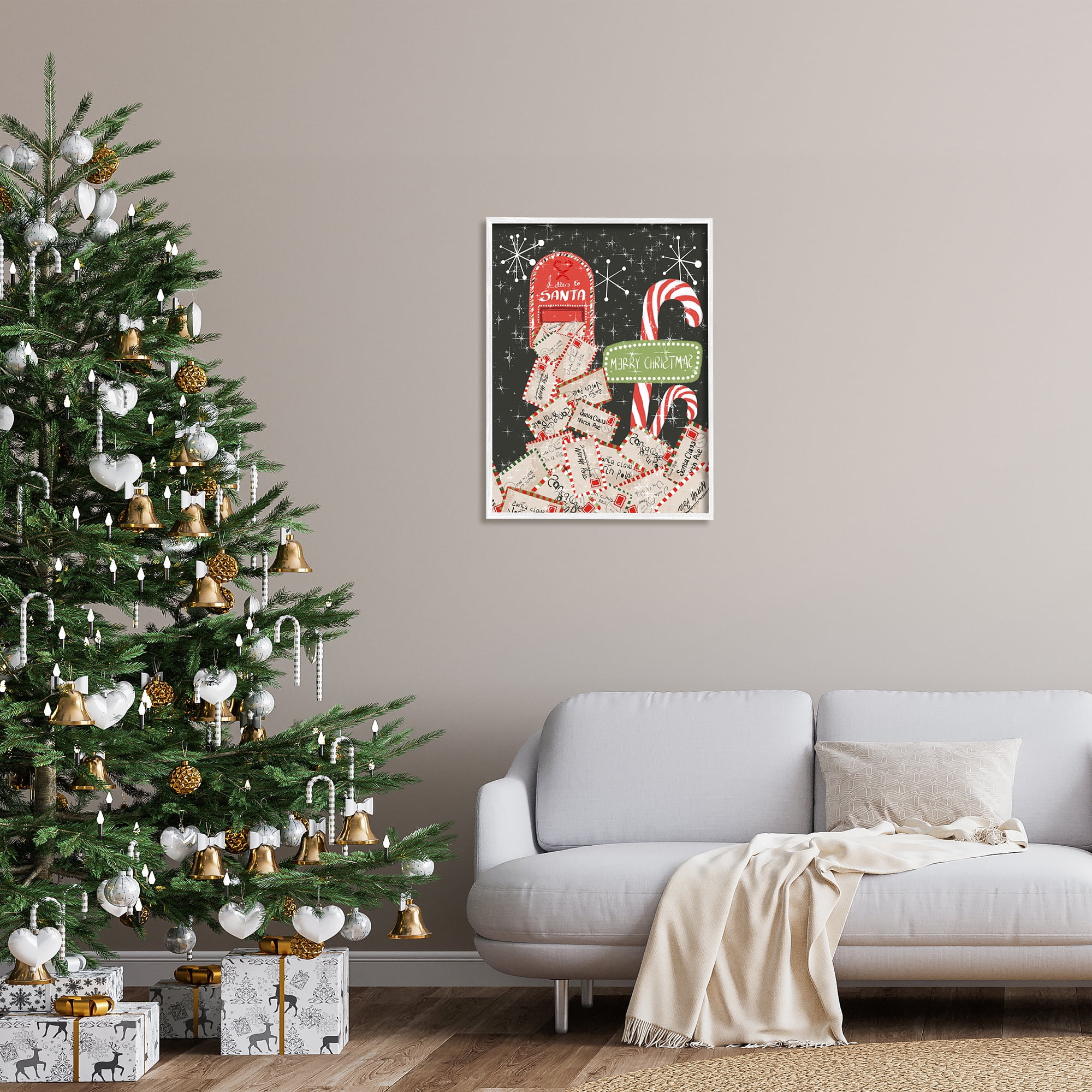 Stupell Industries Letters For Santa Mail Holiday Painting White Framed Art Print Wall Art, 24 x 30