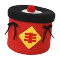 thumbnail image 4 of Cesta de almacenamiento de cuerda redonda con tapa, contenedor de almacenamiento vacío, caja decorativa hecha a mano Cosecha, 4 of 9