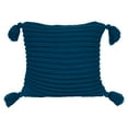 thumbnail image 2 of Kate and Laurel Tassey Large Ribbed Knit Throw Pillow Cover with Tassels, 18 x 18, Dark Teal, 2 of 5