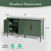 May in Color Console Cabinet, 58 Wood Sideboard Buffet Cabinet, for Entryway, Living Room, Bedroom, Dining Room, Green
