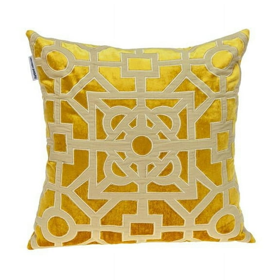 Hazel Transitional Mustard Yellow Square Throw Pillow