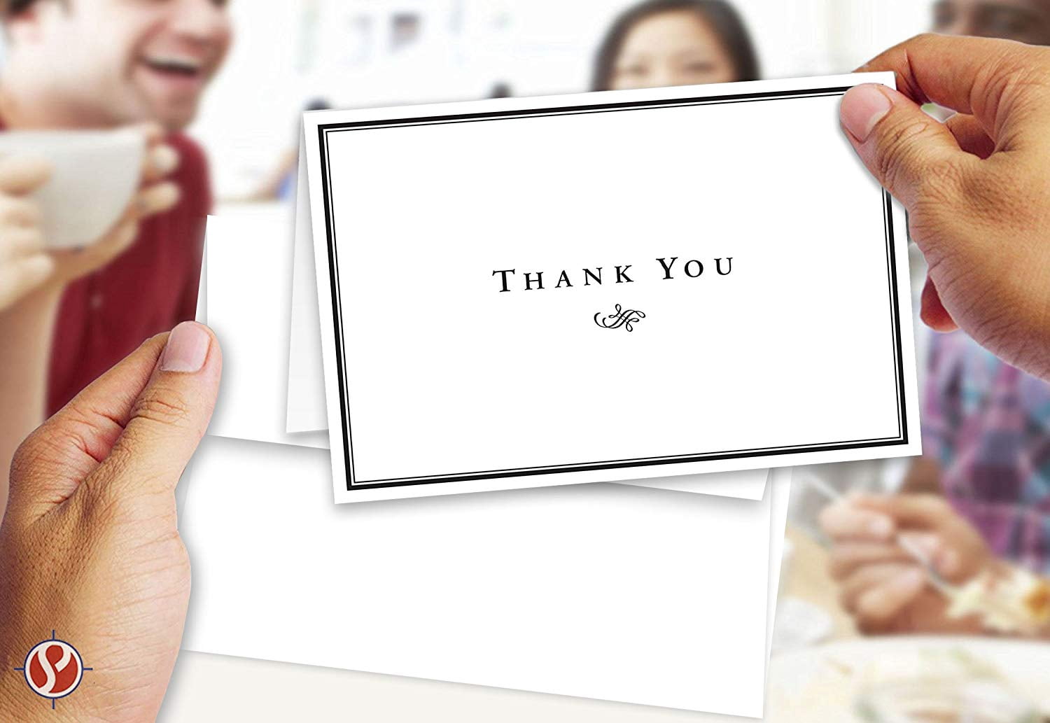 Thank You Cards and Envelopes – Elegant Fold Over Greetings for Small Business, Weddings, Bridal, Baby Shower, Graduation | 5 x 7" When Folded (A7 Size) | Bulk Set of 25