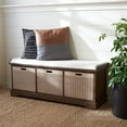 thumbnail image 2 of SAFAVIEH Landers 3 Drawer Storage Bench with Cushion, Brown, 2 of 16