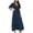 Blue, variant on IROINNID Casual Dresses For Women Going Out Elegant Fashion Short-sleeved V-neck High-waistband Long Dress
