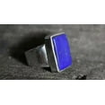 thumbnail image 2 of Natural Lapis Lazuli Gemstone Ring, Blue Gemstone Ring, Baguette Shape Gemstone, Minimalist Ring, Wide Band, Men's Signet Ring, Gift For Him, 2 of 5