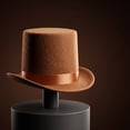 thumbnail image 7 of Roll Brims Tall Top Hat for Adult Bowlers Hat Magicians Hat Halloween Party Hat Cosplay Costume Stage Show Headwear Brown, 7 of 7