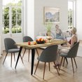 thumbnail image 3 of Homy Casa 63 inch Dining Table Set with 1 Table and 4 High-Back Chairs, Modern Walnut Wave Edge Tabletop, Grey Fabric Upholstery, 3 of 10